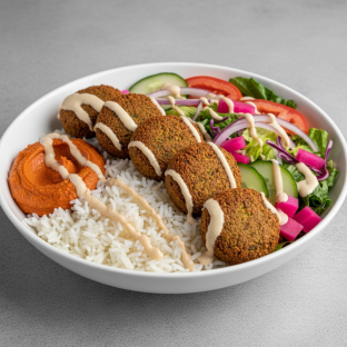 Falafel Rice Salad Half Rice Half Salad Bowl
