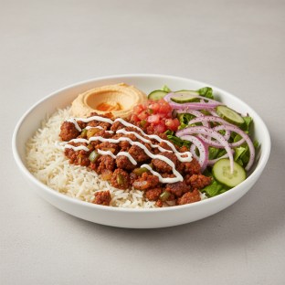 Signature Lamb Kebab Salad Half Rice Half Salad Bowl