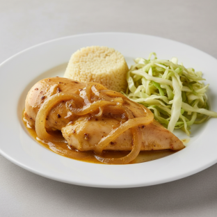 Yassa White Meat Chicken with Couscous and Cabbage