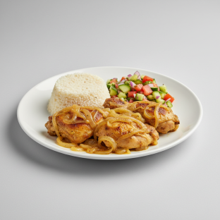 Yassa White Meat Chicken with Attieke (Cassava Couscous) and Senegalese Salad