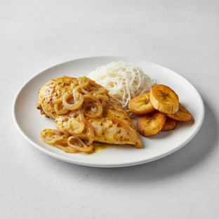 Yassa White Meat Chicken with Vermicelli and Plantains