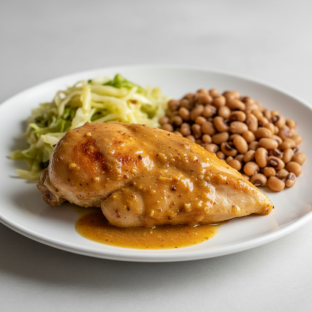 Yassa White Meat Chicken with Cabbage and Black-Eyed Peas