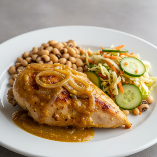 Yassa White Meat Chicken with Black-Eyed Peas and Senegalese Salad