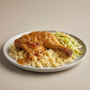 Yassa Dark Meat Chicken with Couscous and Cabbage