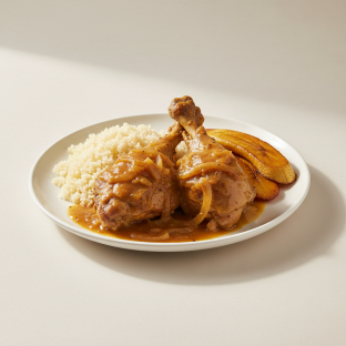 Yassa Dark Meat Chicken with Couscous and Plantains