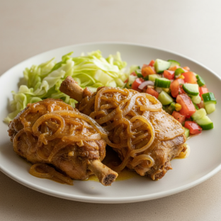 Yassa Dark Meat Chicken with Cabbage and Senegalese Salad