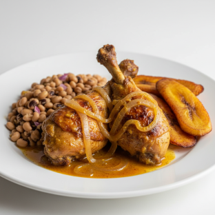 Yassa Dark Meat Chicken with Black-Eyed Peas and Plantains
