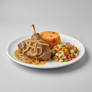 Yassa Lamb with Jollof Rice and Senegalese Salad