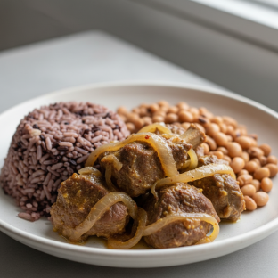 Yassa Lamb with Dark Rice and Black-Eyed Peas