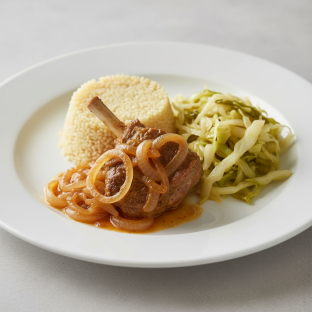 Yassa Lamb with Couscous and Cabbage