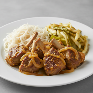 Yassa Lamb with Vermicelli and Cabbage