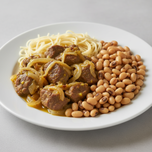 Yassa Lamb with Vermicelli and Black-Eyed Peas