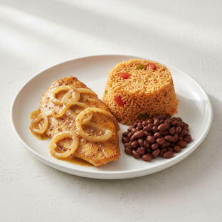 Yassa Tilapia with Jollof Rice and Black-Eyed Peas