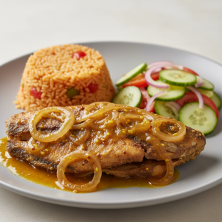Yassa Tilapia with Jollof Rice and Senegalese Salad