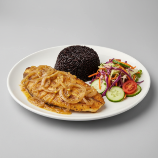 Yassa Tilapia with Dark Rice and Senegalese Salad