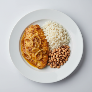 Yassa Tilapia with Attieke (Cassava Couscous) and Black-Eyed Peas