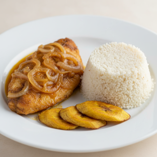 Yassa Tilapia with Attieke (Cassava Couscous) and Plantains