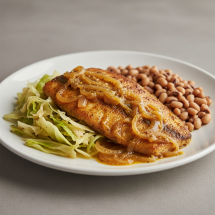 Yassa Tilapia with Cabbage and Black-Eyed Peas