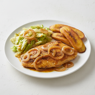 Yassa Tilapia with Cabbage and Plantains
