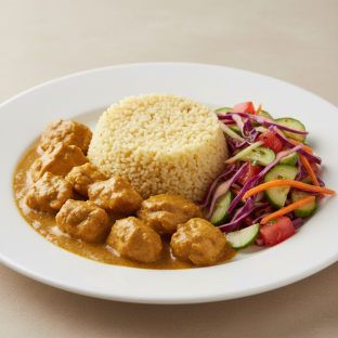 Curry Stew Chicken with Couscous and Senegalese Salad