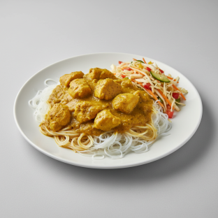 Curry Stew Chicken with Vermicelli and Senegalese Salad