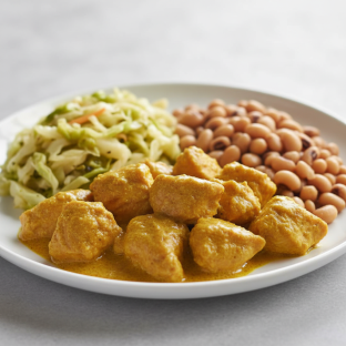 Curry Stew Chicken with Cabbage and Black-Eyed Peas