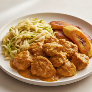Curry Stew Chicken with Cabbage and Plantains