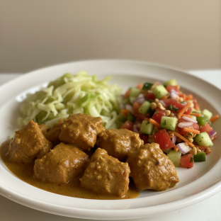 Curry Stew Chicken with Cabbage and Senegalese Salad