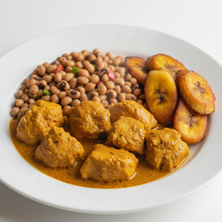 Curry Stew Chicken with Black-Eyed Peas and Plantains