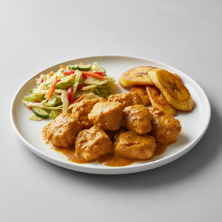 Curry Stew Chicken with Plantains and Senegalese Salad