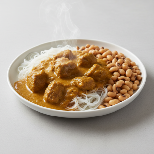 Curry Stew Lamb with Vermicelli and Black-Eyed Peas