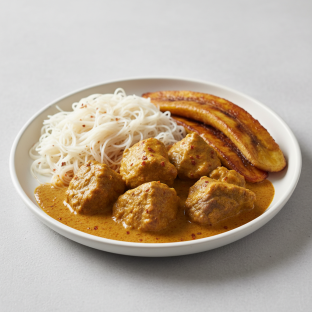Curry Stew Lamb with Vermicelli and Plantains