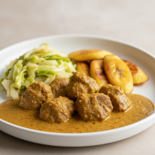 Curry Stew Lamb with Cabbage and Plantains