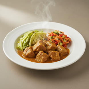 Curry Stew Lamb with Cabbage and Senegalese Salad