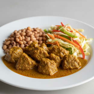 Curry Stew Lamb with Black-Eyed Peas and Senegalese Salad