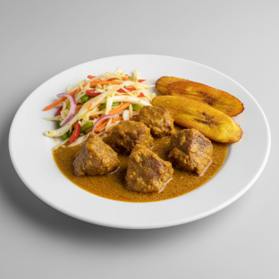 Curry Stew Lamb with Plantains and Senegalese Salad