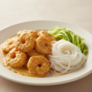 Curry Stew Shrimp with Vermicelli and Cabbage