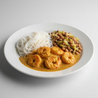 Curry Stew Shrimp with Cabbage and Black-Eyed Peas