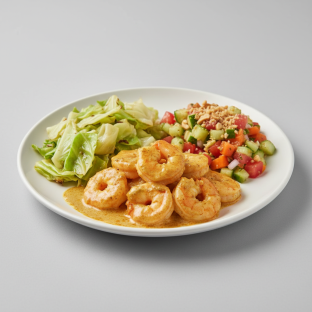 Curry Stew Shrimp with Cabbage and Senegalese Salad