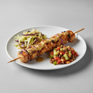 Brochette Chicken with Cabbage and Senegalese Salad