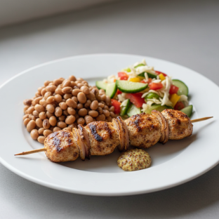 Brochette Chicken with Black-Eyed Peas and Senegalese Salad