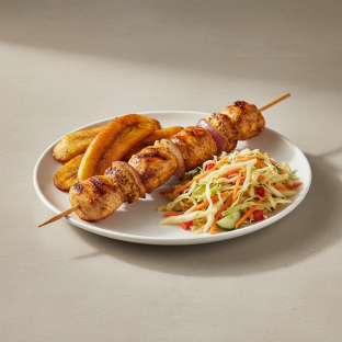 Brochette Chicken with Plantains and Senegalese Salad