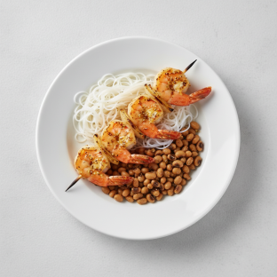 Brochette Shrimp with Vermicelli and Black-Eyed Peas