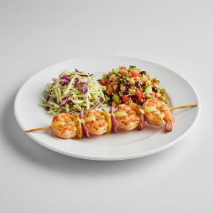 Brochette Shrimp with Cabbage and Senegalese Salad