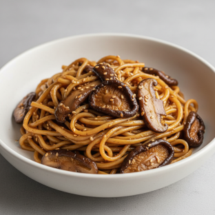 Garlic Sesame Noodles with Mushrooms