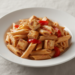 Gluten Free Penne with Vodka Sauce and Grilled Chicken + Roasted Peppers