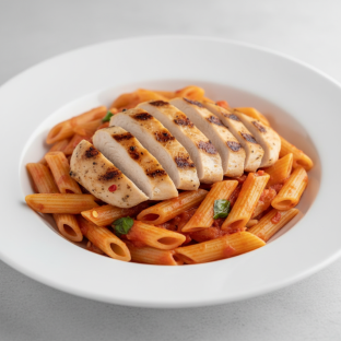 Penne with Pomodoro Sauce and Grilled Chicken