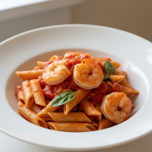 Penne with Pomodoro Sauce and Shrimp