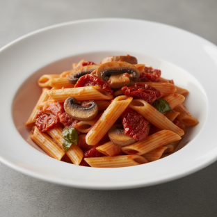 Penne with Pomodoro Sauce and Mushrooms