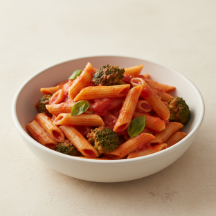 Penne with Pomodoro Sauce and Broccoli